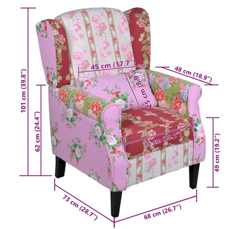 Fauteuil avec design de patchwork Tissu