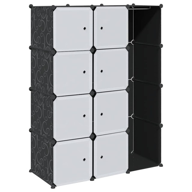 Armoire modulaire 9 compartiments noir et blanc 109x36,5x143 cm