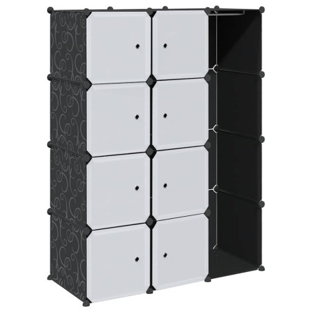 Armoire modulaire 9 compartiments noir et blanc 109x36,5x143 cm
