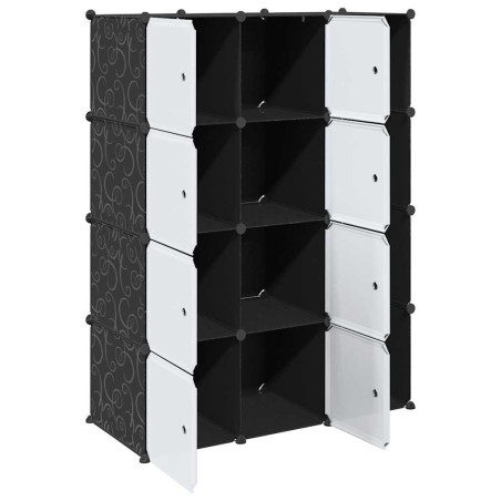 Armoire modulaire 9 compartiments noir et blanc 109x36,5x143 cm