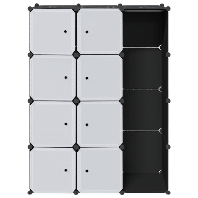 Armoire modulaire 9 compartiments noir et blanc 109x36,5x143 cm