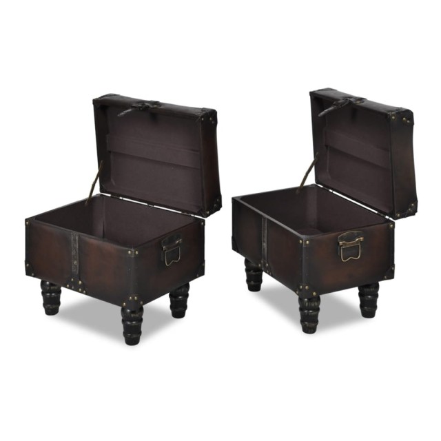 Ensemble de bancs de rangement 3 pcs Marron