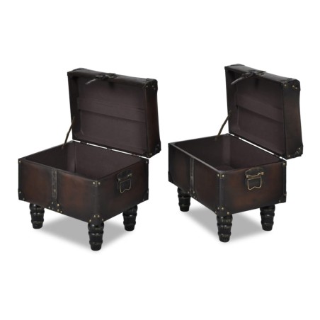 Ensemble de bancs de rangement 3 pcs Marron