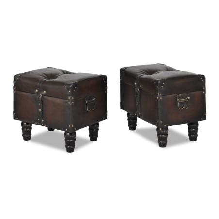 Ensemble de bancs de rangement 3 pcs Marron