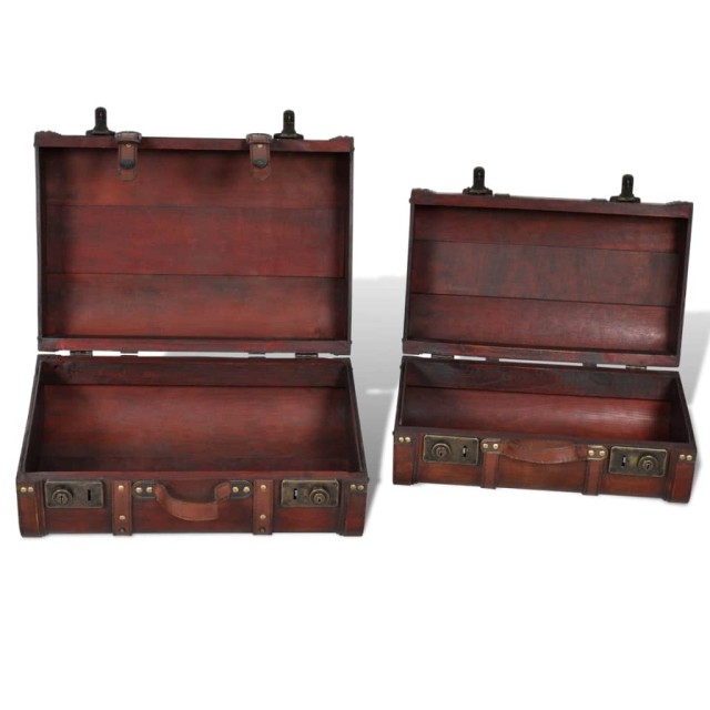 Coffre de rangement vintage Bois Marron 2 pcs