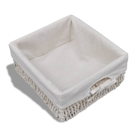 Banc de rangement Blanc 62x33x42 cm Bois de paulownia