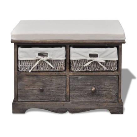 Banc de rangement Marron 62x33x42 cm Bois de paulownia 2