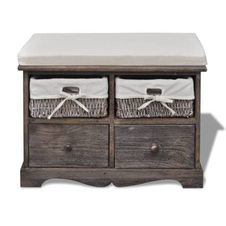 Banc de rangement Marron 62x33x42 cm Bois de paulownia