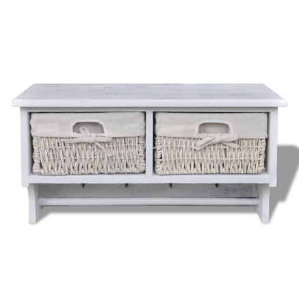 Porte-manteau Blanc 60x23,5x33 cm Bois de Paulownia 2