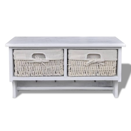 Porte-manteau Blanc 60x23,5x33 cm Bois de Paulownia