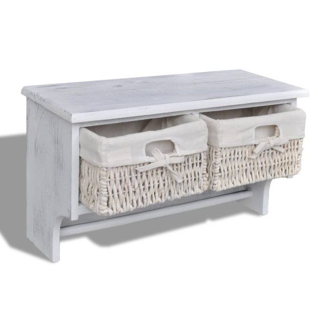 Porte-manteau Blanc 60x23,5x33 cm Bois de Paulownia