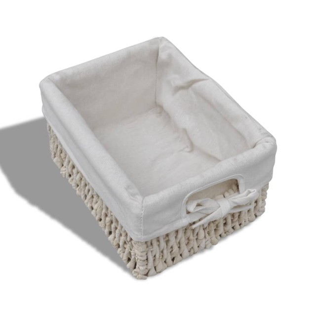 Étagère de rangement en bois 3 paniers en tissage Blanc