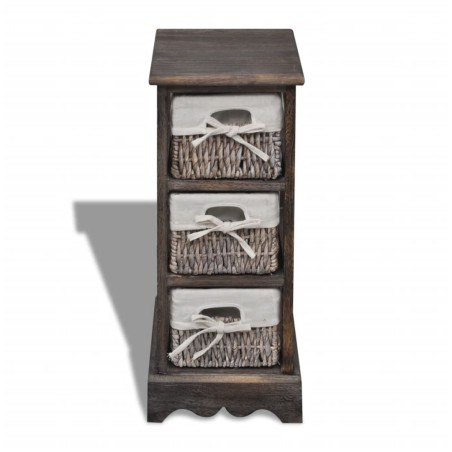 Étagère de rangement Bois Marron 3 paniers en tissage