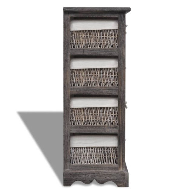 Étagère de rangement Bois Marron 4 paniers en tissage