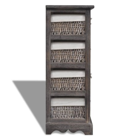 Étagère de rangement Bois Marron 4 paniers en tissage