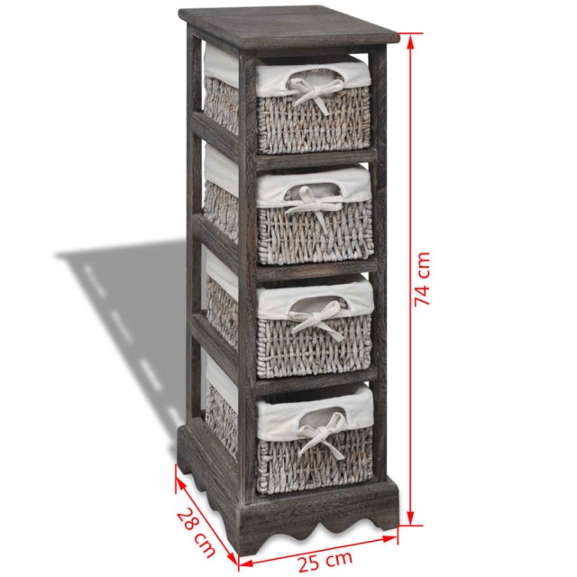 Étagère de rangement Bois Marron 4 paniers en tissage