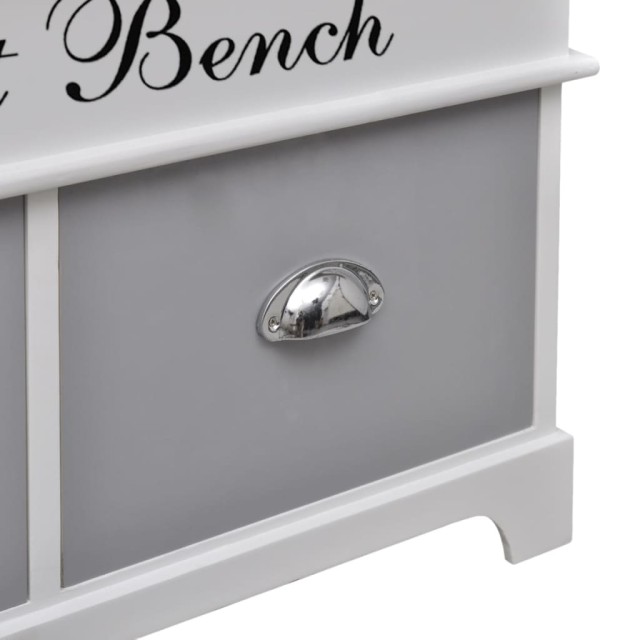 Banc d'entrée et de rangement avec coussin gris 2 tiroirs Blanc