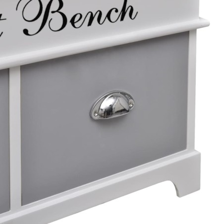 Banc d'entrée et de rangement avec coussin gris 2 tiroirs Blanc