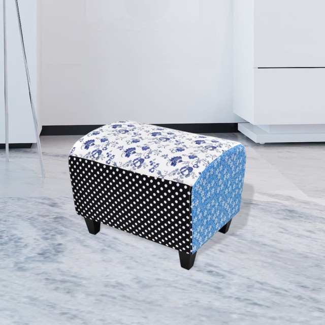 Repose-pied Design avec patchwork Bleu et blanc
