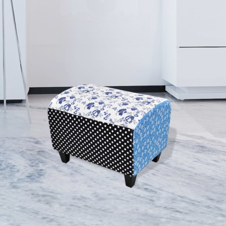 Repose-pied Design avec patchwork Bleu et blanc