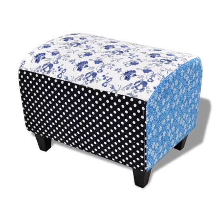 Repose-pied Design avec patchwork Bleu et blanc