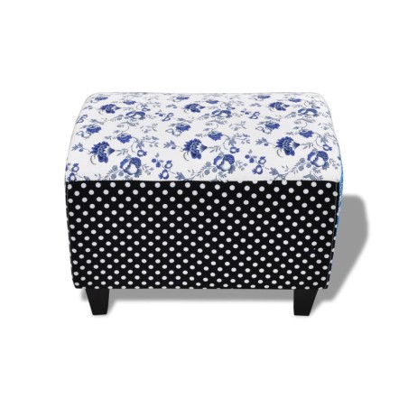 Repose-pied Design avec patchwork Bleu et blanc