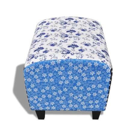 Repose-pied Design avec patchwork Bleu et blanc