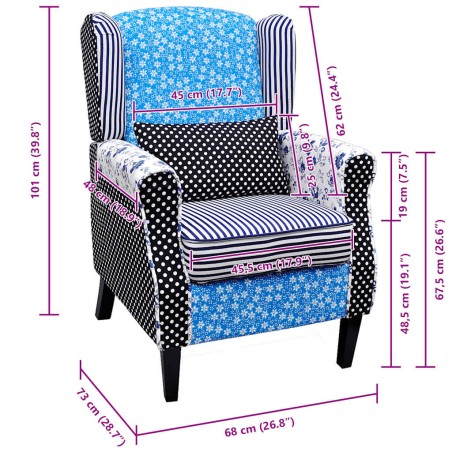 Fauteuil avec design de patchwork Tissu