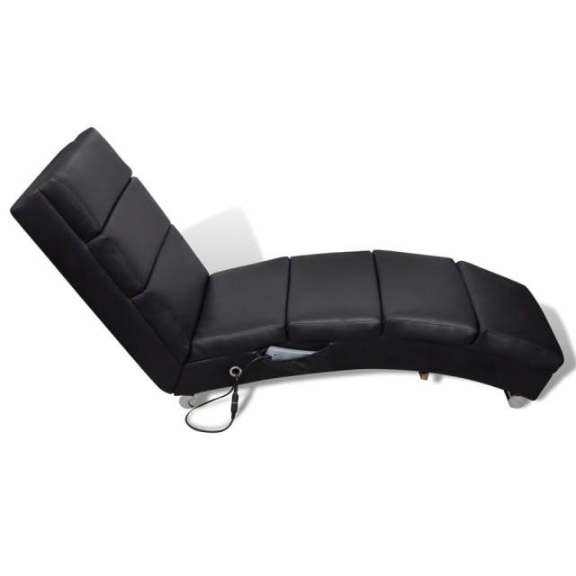 Chaise longue de massage Noir Similicuir