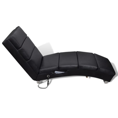 Chaise longue de massage Noir Similicuir