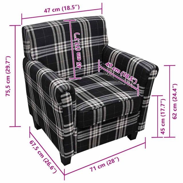 Fauteuil avec coussin Noir Tissu