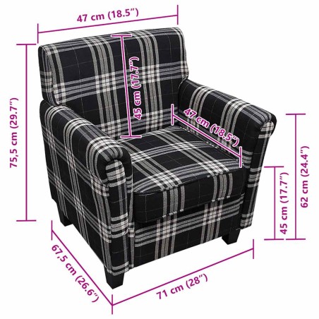 Fauteuil avec coussin Noir Tissu
