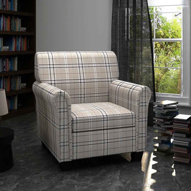 Fauteuil avec coussin Crème Tissu