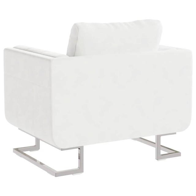 Fauteuil cube avec pieds chromés Blanc Similicuir
