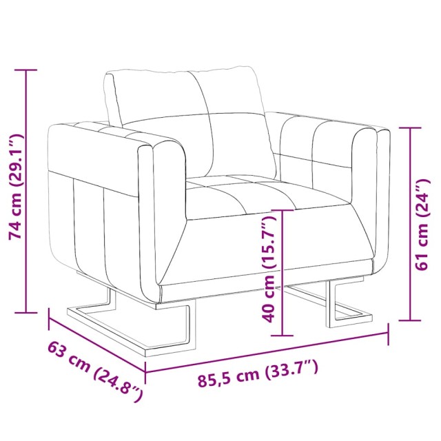 Fauteuil cube avec pieds chromés Blanc Similicuir