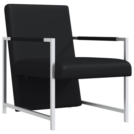 Fauteuil avec pieds chromés Noir Similicuir 2