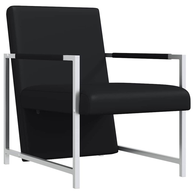 Fauteuil avec pieds chromés Noir Similicuir