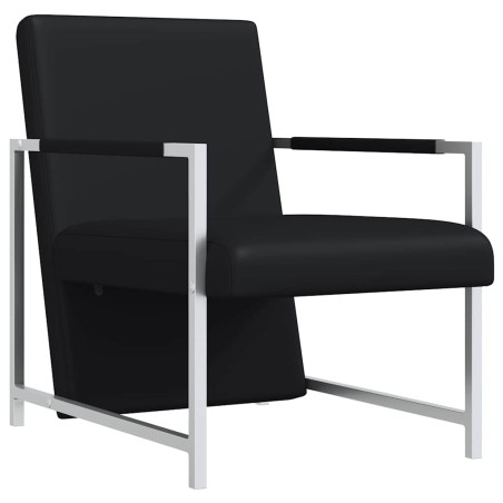 Fauteuil avec pieds chromés Noir Similicuir
