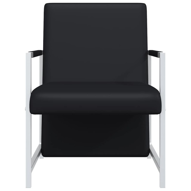 Fauteuil avec pieds chromés Noir Similicuir
