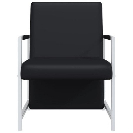 Fauteuil avec pieds chromés Noir Similicuir