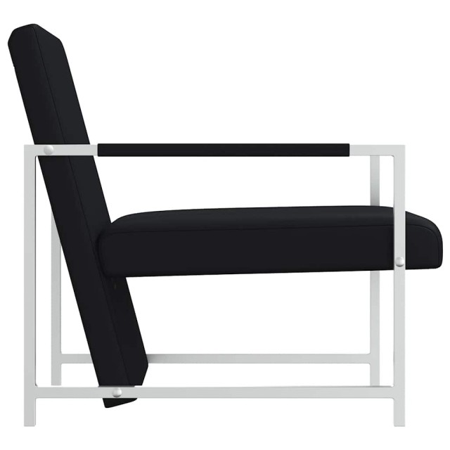 Fauteuil avec pieds chromés Noir Similicuir