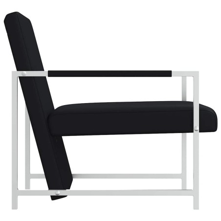 Fauteuil avec pieds chromés Noir Similicuir