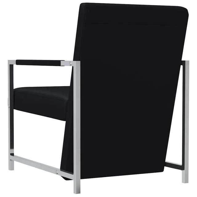 Fauteuil avec pieds chromés Noir Similicuir