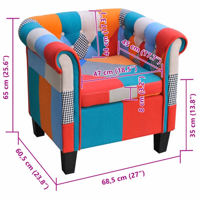 Fauteuil avec design de patchwork Tissu