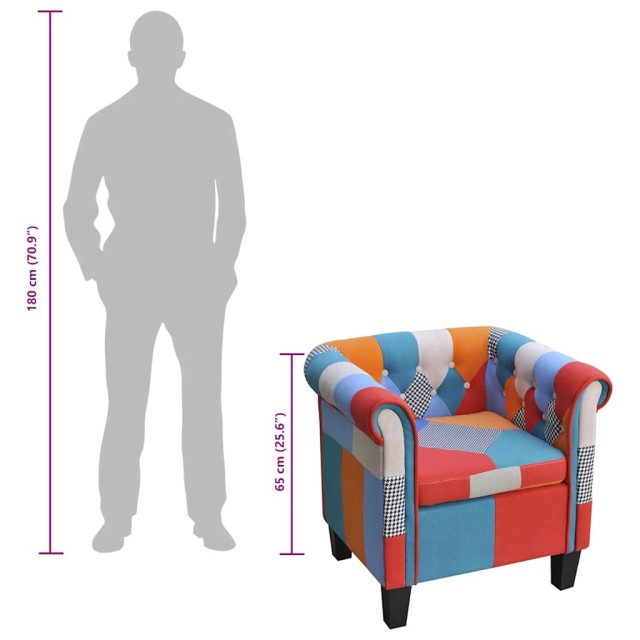 Fauteuil avec design de patchwork Tissu