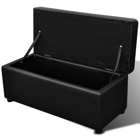 Set de banc de rangement en simili cuir Noir