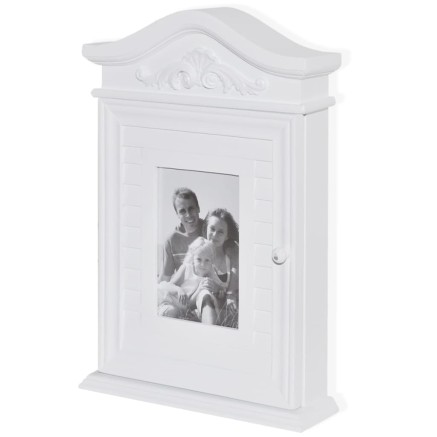 Armoire à clés avec cadre photo Blanc 2