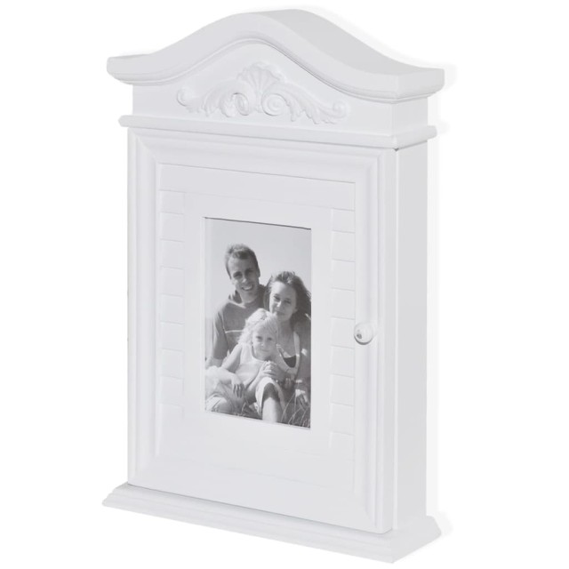 Armoire à clés avec cadre photo Blanc