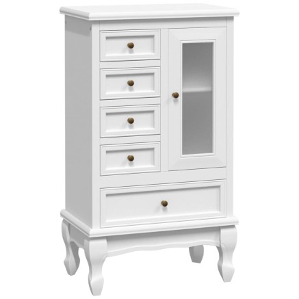 Armoire avec 5 tiroirs et 2 étagères Blanc 2