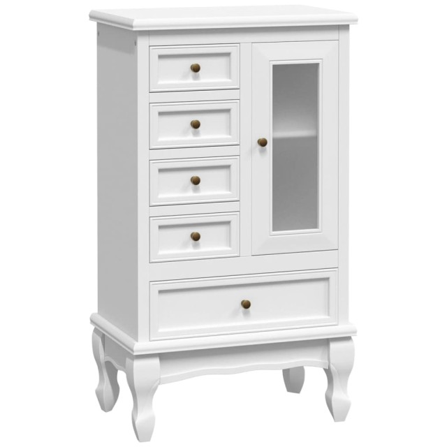 Armoire avec 5 tiroirs et 2 étagères Blanc